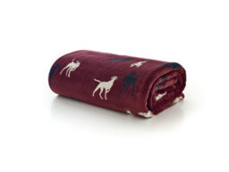 Deyongs Hounds Printed Soft 140X180Cm Burgundy Throw Plush Decorative Blanket - thumbnail 2