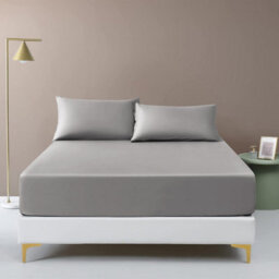 "Ameha Fitted Sheet 40Cm Extra Deep Pocket Elastic Corners Soft Microfiber Fitted Sheet 16"" (Grey,double 137 X 190 Cm)" - thumbnail 2