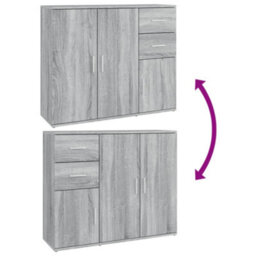 Berkfield Sideboard Grey Sonoma 91X29.5X75 Cm Engineered Wood - thumbnail 9