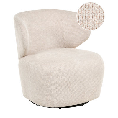 Beliani Swivel Armchair Alvdal Fabric Beige - image 1