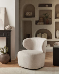 Beliani Swivel Armchair Alvdal Fabric Beige - thumbnail 2