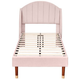 Velvet Upholstered Bed With Headboard - thumbnail 9
