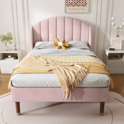 Velvet Upholstered Bed With Headboard - thumbnail 3