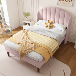 Velvet Upholstered Bed With Headboard - thumbnail 2