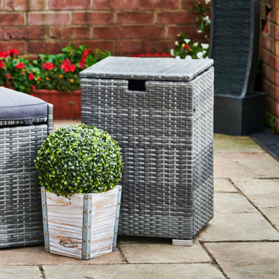 Teamson Home Gas Bottle Tank Rattan Cover Storage, For Up To 9Kg, Gas Fire Pit & Bbq Accessories, Garden Furniture, Grey - image 1
