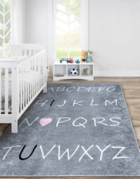RugsX Junior 52106.801 Washing Carpet Alphabet For Children Anti-Slip - Grey 140X190 Cm - thumbnail 1