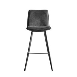 Xample Gallery Henley Bar Stools - 2 Pack Grey Faux Leather Counter Chairs With Black Metal Legs, Vintage Style, Seat Height 72Cm - thumbnail 5