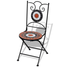 Vidaxl Folding Bistro Chairs 2 Pcs Ceramic Terracotta And White - thumbnail 2