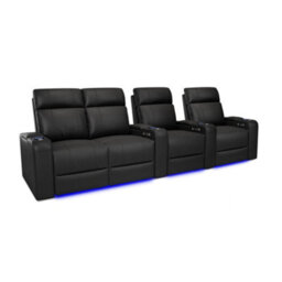Valencia Piacenza Power Headrest Home Theater Seating Row Of 4 Loveseat Left Black Nappa Leather Power Recliner Led Cup Holder - thumbnail 1