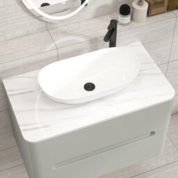Royal Bathrooms Venice 800mm Dove Grey Wall Mounted Bathroom Countertop Vanity Unit 2 Drawer With Cesar Basin - thumbnail 6