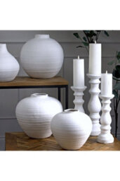 Matt White Ceramic Column Candle Holder For Modern Decor - thumbnail 3