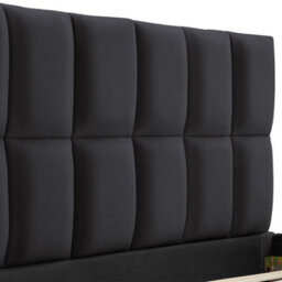 Tectake Shirley Upholstered Bed With Slatted Frame, Weight Capacity 250 Kg 140 X 200 Cm -  30 Cm -  Velvet Look Black - thumbnail 6