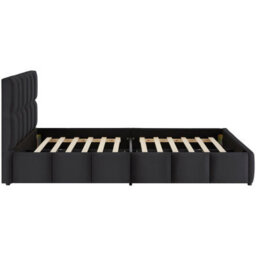 Tectake Shirley Upholstered Bed With Slatted Frame, Weight Capacity 250 Kg 140 X 200 Cm -  30 Cm -  Velvet Look Black - thumbnail 3