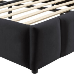 Tectake Shirley Upholstered Bed With Slatted Frame, Weight Capacity 250 Kg 140 X 200 Cm -  30 Cm -  Velvet Look Black - thumbnail 5
