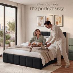 Tectake Shirley Upholstered Bed With Slatted Frame, Weight Capacity 250 Kg 140 X 200 Cm -  30 Cm -  Velvet Look Black - thumbnail 8