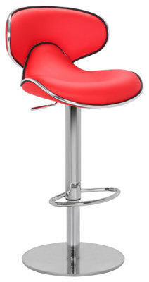 Lamboro Carcaso Deluxe Single Kitchen Bar Stool, Chrome Footrest, Height Adjustable Swivel Gas Lift, Breakfast Bar & Home Barstool, Red - image 1