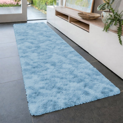 Aspire Homeware Non-Slip Tie Dye Teal Shaggy Rug Soft Fluffy, Medium Hallways Runner, (L)150Cm X (W)80Cm - image 1