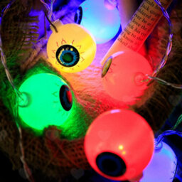 Amorly 10Ft 20Led Halloween Eyeball String Lights, Battery Operated With 2 Light Modes, Festive Spooky Lighting For Halloween Party Decor - thumbnail 1