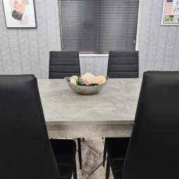 Kosy Koala Stone Grey Effect Dining Table With 4 Black Faux Leather Chairs Stylish Dining Room Set - thumbnail 4