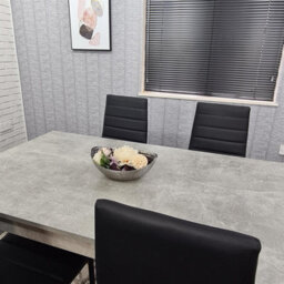 Kosy Koala Stone Grey Effect Dining Table With 4 Black Faux Leather Chairs Stylish Dining Room Set - thumbnail 9