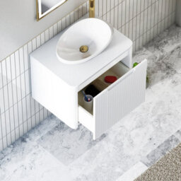 Royal Bathrooms Avenza 600mm Matte White Wall Hung Bathroom Countertop Vanity Unit 1 Drawer With Nova Basin - thumbnail 5