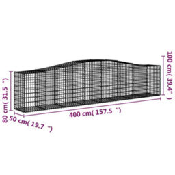 Berkfield Arched Gabion Baskets 10 Pcs 400X50X80/100 Cm Galvanised Iron - thumbnail 6