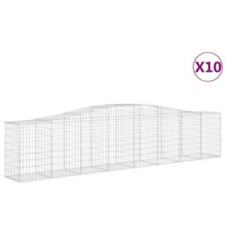 Berkfield Arched Gabion Baskets 10 Pcs 400X50X80/100 Cm Galvanised Iron - thumbnail 2