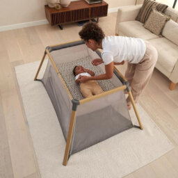Xample Tutti Bambini Cozee Go Day & Night Travel Cot Bundle 3-In-1 Bassinet, Travel Cot & Playpen With Uv Shade,fast Fold, Oak & Charcoal - thumbnail 4