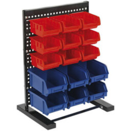 15 Tray / Bin Bench Mounted Parts Storage Rack - Garage & Warehouse Picking Unit - thumbnail 1