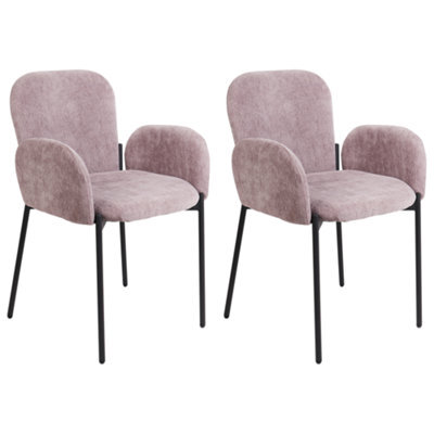 Beliani Set Of 2 Dining Chairs Albee Fabric Pink - image 1