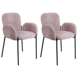 Beliani Set Of 2 Dining Chairs Albee Fabric Pink - thumbnail 1