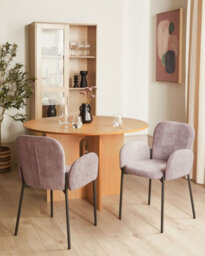 Beliani Set Of 2 Dining Chairs Albee Fabric Pink - thumbnail 2