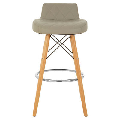 Orsina Grey Leather Effect Seat Bar Stool, Comfortable Faux Leather Bar Stool, Space-Saver Kitchen Bar Stool - image 1