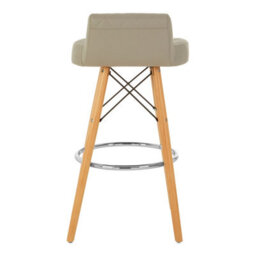 Orsina Grey Leather Effect Seat Bar Stool, Comfortable Faux Leather Bar Stool, Space-Saver Kitchen Bar Stool - thumbnail 4