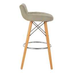Orsina Grey Leather Effect Seat Bar Stool, Comfortable Faux Leather Bar Stool, Space-Saver Kitchen Bar Stool - thumbnail 3