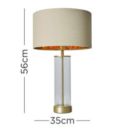 Valuelights Balan Matt Gold And Clear Tube Table Lamp With Beige Gold Shade - thumbnail 5