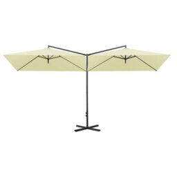 Walplus Double Garden Parasol With Steel Pole Sand 600X300 Cm - thumbnail 3