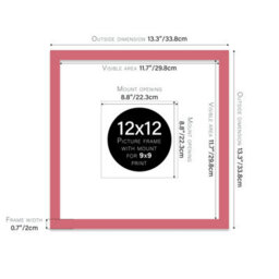 "12X12"" Pink Picture Frame - 12X12"" Square Frame With 9X9"" Mount For 12X12""/9X9"" Pictures Moderrn Style Thin Edge, 1 Pack" - thumbnail 2