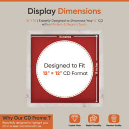 "16X16"" White Rustic Modern Vinyl Record Frame With Crimson Mount For 12 Inch Lp Disc - Ak Frames" - thumbnail 2