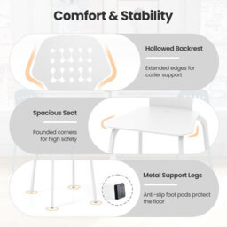 Gainoom Set Of 4 White Dining Chair Metal Kitchen Bar Chair Stool Armless Side Chair - thumbnail 8
