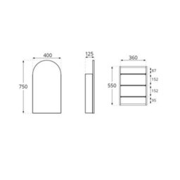 Homestylestore 400 X 750mm Wall Mounted Arched Mirrored Door Bathroom Cabinet - thumbnail 2