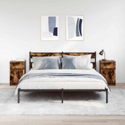Berkfield Bedside Cabinets 2 Pcs Smoked Oak 39X35X65 Cm Engineered Wood - thumbnail 3