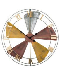 Wyld And Coco Avante 60Cm Multicolour Distressed Iron Wall Clock With Gold Roman Numerals - thumbnail 1