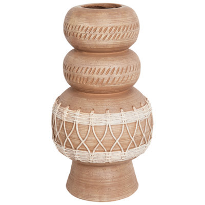 Beliani Flower Vase Almiros Ceramic 51 Cm Light Brown - image 1