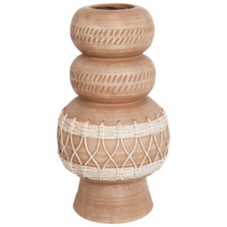 Beliani Flower Vase Almiros Ceramic 51 Cm Light Brown