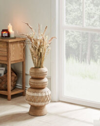 Beliani Flower Vase Almiros Ceramic 51 Cm Light Brown - thumbnail 2