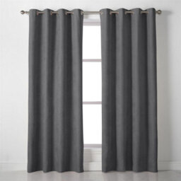 Luxury Living Velvet Chenille Eyelet Curtains Ready Made Pair Slate - thumbnail 3