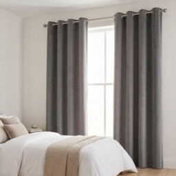 Luxury Living Velvet Chenille Eyelet Curtains Ready Made Pair Slate - thumbnail 6
