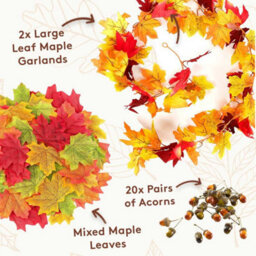 Best Artificial Autumn Halloween Fall Harvest Decorations Bundle Pack Pumpkin Garland Lights - thumbnail 5