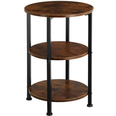 Tectake Bedside Table Colchester - Industrial Style, Round With 3 Shelves, 40 X 61 Cm - Industrial Wood Dark, Rustic - image 1